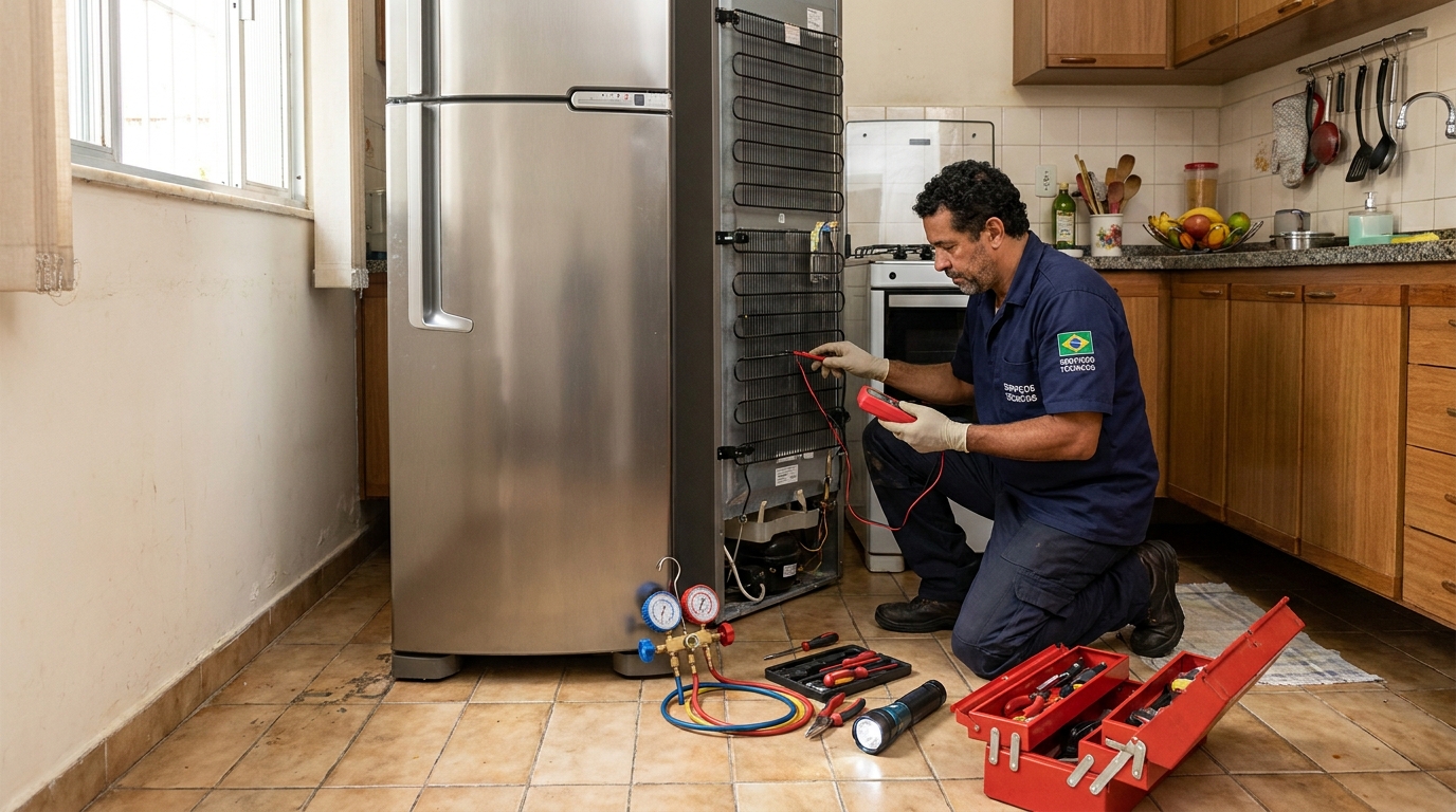 Técnico de conserto de geladeira em residência em Anápolis‑GO