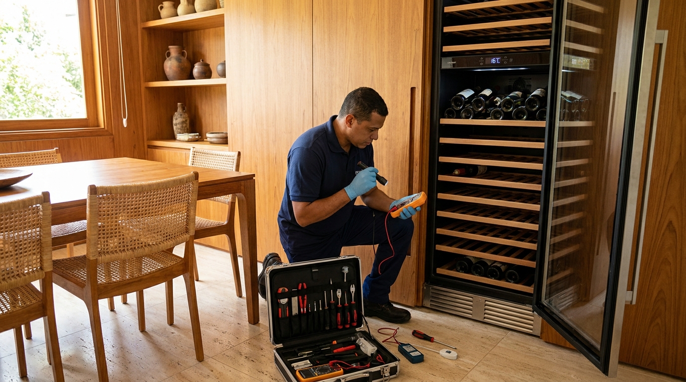 Troca de termostato de adega climatizada em atendimento técnico em Anápolis‑GO